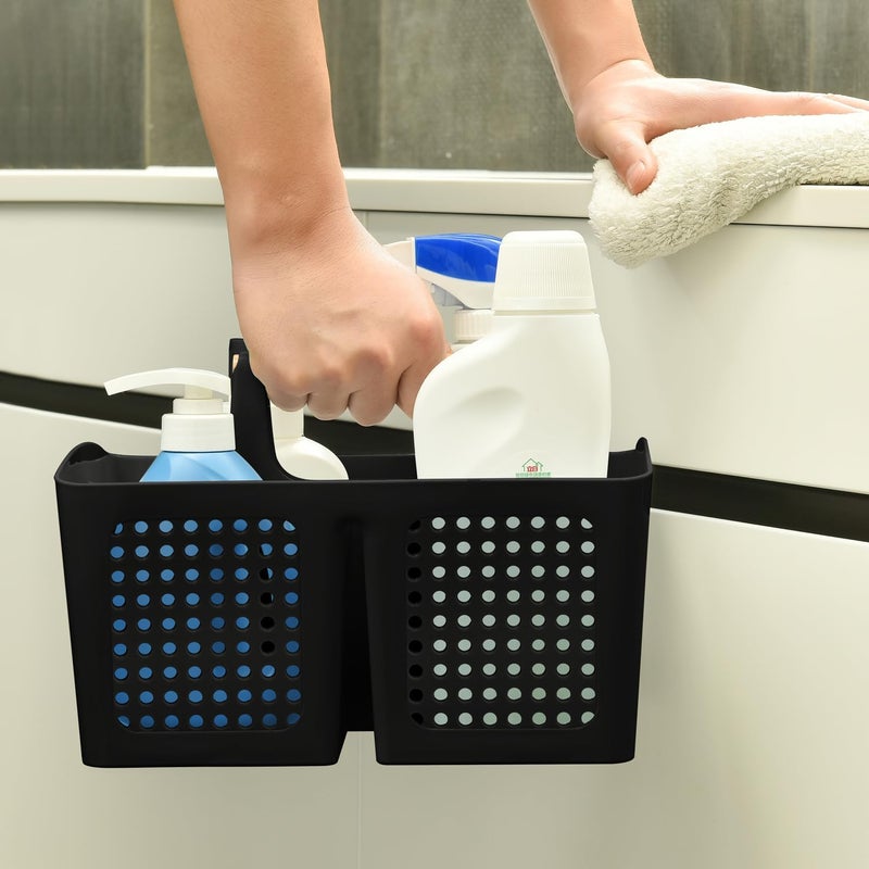 PAKCHOICE Portable Shower Caddy Basket with Compartments, Plastic Divided Cleaning Caddy Organizer Storage Tote with Handle for Bathroom, College, Dorm Room Essentials, Black - Image 5